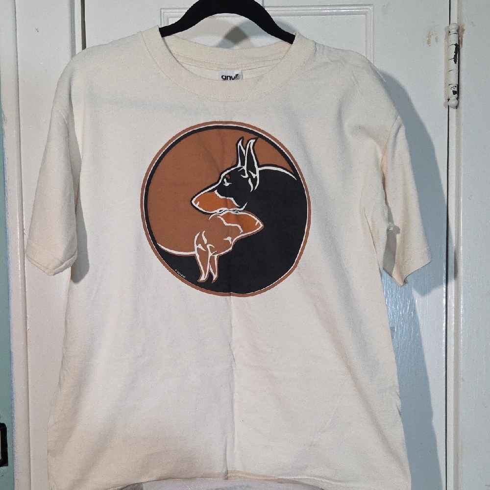 Anvil Cream T-Shirt with Black and Brown Graphic